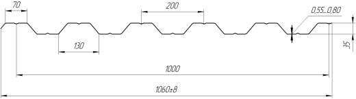 Профнастил НС35 1060/1000x0,5 мм, 1015 св. слоновая кость глянцевый
