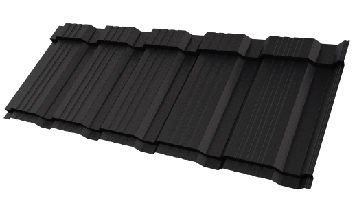 Металлочерепица Каскад 1195/1130x0,5 мм, 9005 черный янтарь стальной бархат