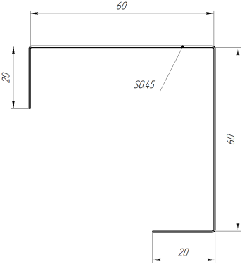 Декоративная накладка угловая 20x60x60x20 мм, 1014 слоновая кость глянцевый