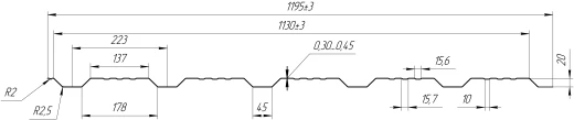 Профнастил К20 1195/1130x0,5 мм, 5021 водная синь глянцевый
